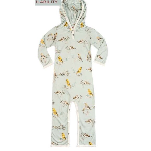 NEW WITH TAGS OUT OF STOCK MILKBARN Blue Bird Bamboo Hooded Romper size 6 months - Picture 9 of 9